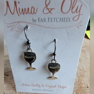 MIMA & OLY Gold Wine Glass Earrings